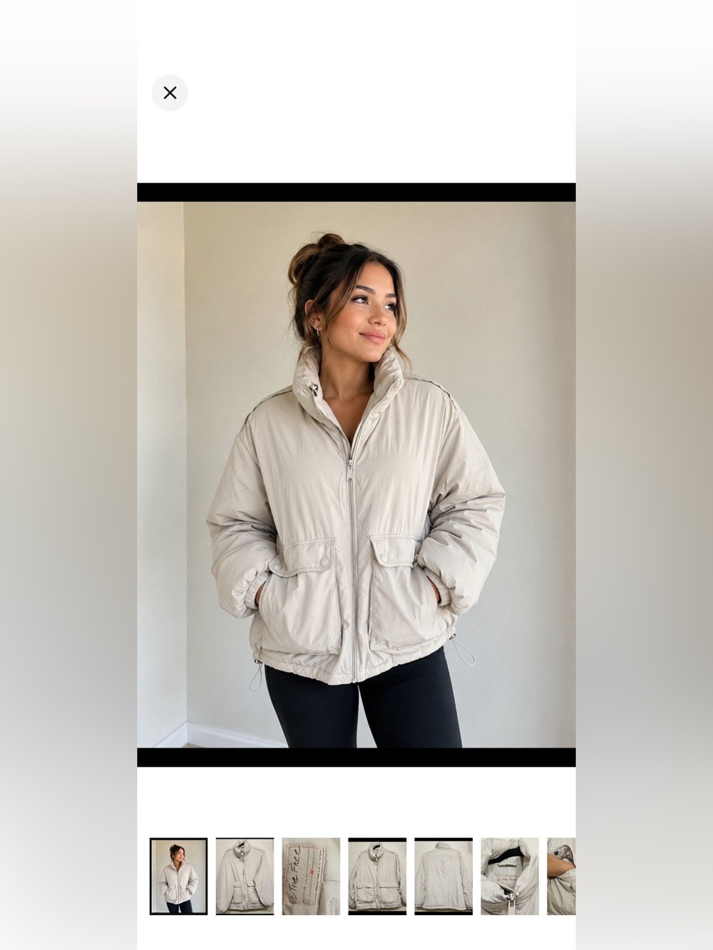 We The Free Light Beige  Bomber Puffer Jacket